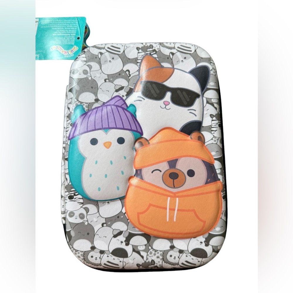 Squishmallows Multicolor Animal Print Zipper Supply Box Pencil Pouch 8x5"